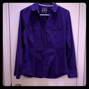 Essential Button Down Blouse w/ leopard print